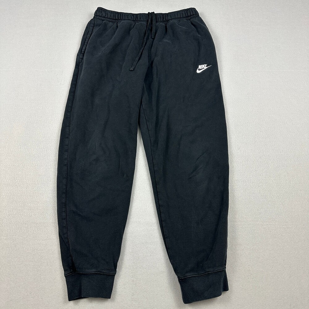 Nike Pants Men Large Black Solid Jogger Tapered Swoosh Club Fleece Sweatpants L